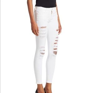 FRAME White Le Color Ripped Skinny Jeans
